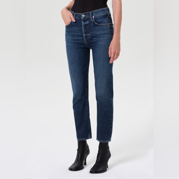AGOLDERiley Crop High Rise Straight Jean Women’s Size 34 Stretch Medium Wash